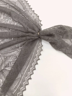 Оренбургский пуховый платок-паутинка А80-03 серый