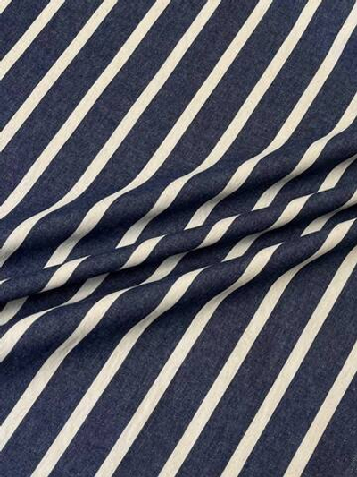 Джинса (деним) хлопок с эластаном синяя в белую полоску