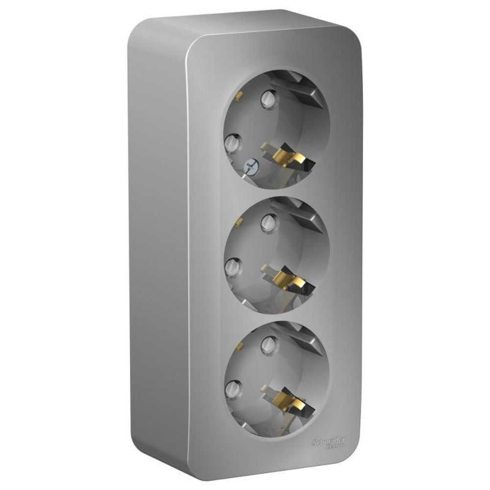 Розетка 3-м ОП Blanca 16А IP20 250В с заземл. защ. шторки с изолир. пластиной алюм. SE BLNRA011313 Розетка 3-м ОП Blanca 16А IP20 250В с заземл. защ. шторки с изолир. пластиной алюм. SE BLNRA011313