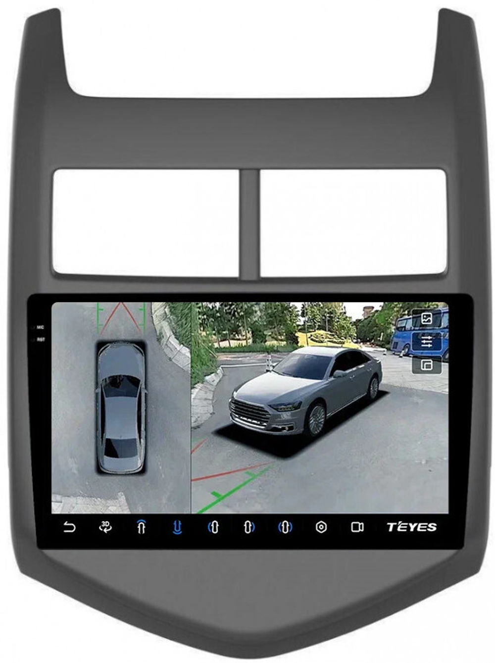 Магнитола для Chevrolet Aveo 2 2012-2015 - Teyes CC3-2K-360 на Android 10, 2K QLED, 6Гб+128Гб, CarPlay, 4G SIM-слот, 4 камеры в комплекте