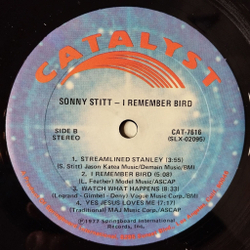 Винтажная виниловая пластинка LP Sonny Stitt I Remember Bird (USA 1977) Waltz For Diane