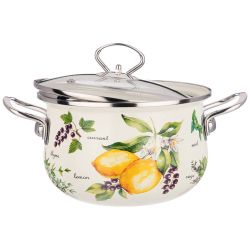 КАСТРЮЛЯ ЭМАЛИРОВАННАЯ AGNESS СО СТЕКЛЯННОЙ КРЫШКОЙ СЕРИЯ "СЕКРЕТНЫЕ ИНГРЕДИЕНТЫ" 2.8 Л, 20*12 СМ