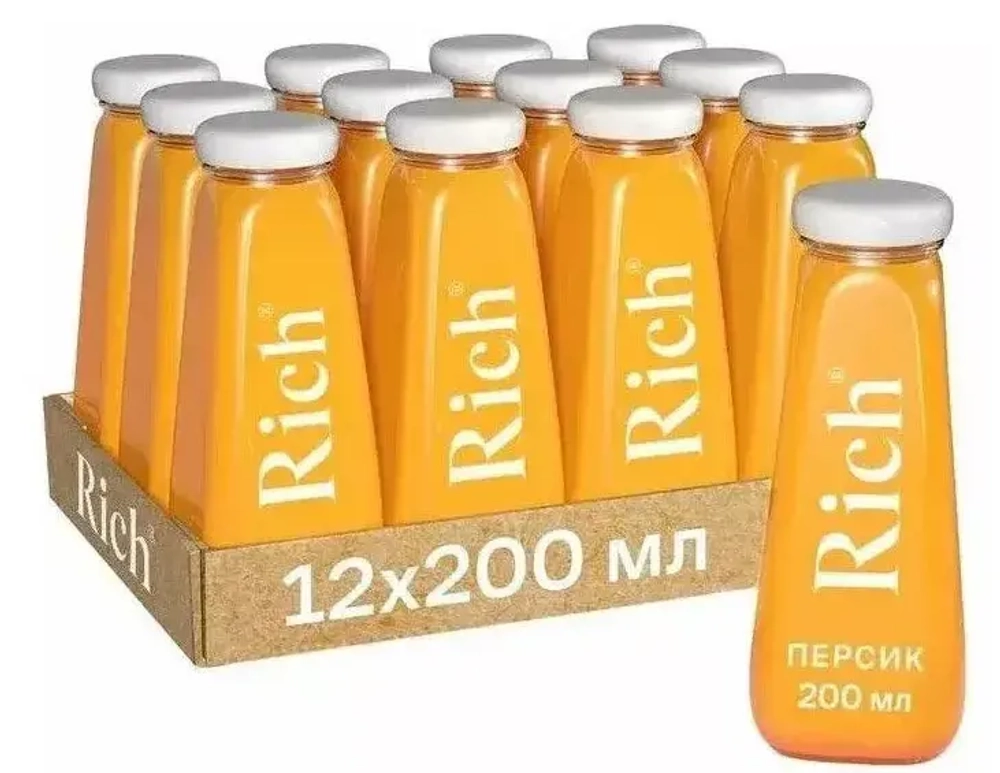 Сок Rich Персик, Glass 0.2 л. в упаковке (12 шт)