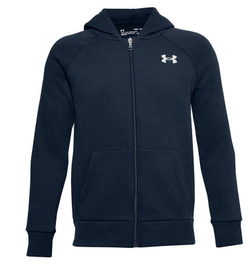 Кофта для мальчика теннисная Under Armour Boys' UA Rival Cotton Full Zip Hoodie - academy/onyx white