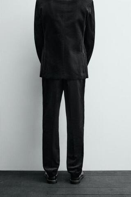 ZARA ВЕЛЬВЕТОВЫЕ КОСТЮМНЫЕ БРЮКИ, ЧЕРНЫЙ