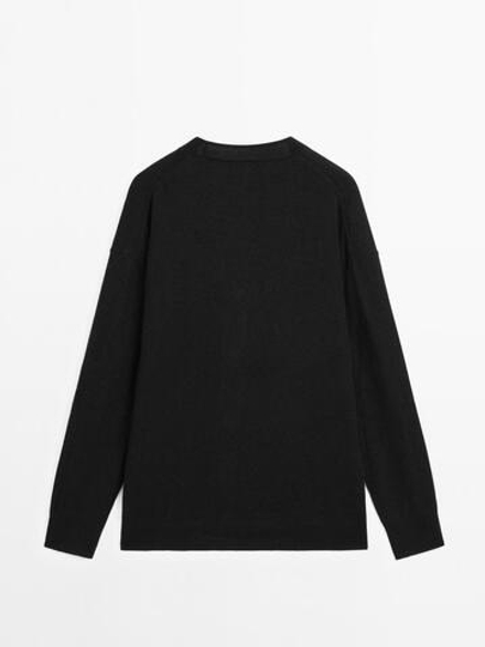Massimo Dutti Кардиган оверсайз из 100% кашемира с V-образным вырезом, черный