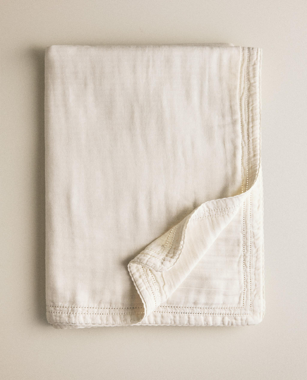 Zara Home плед детский из хлопка, экрю, 90x120 см