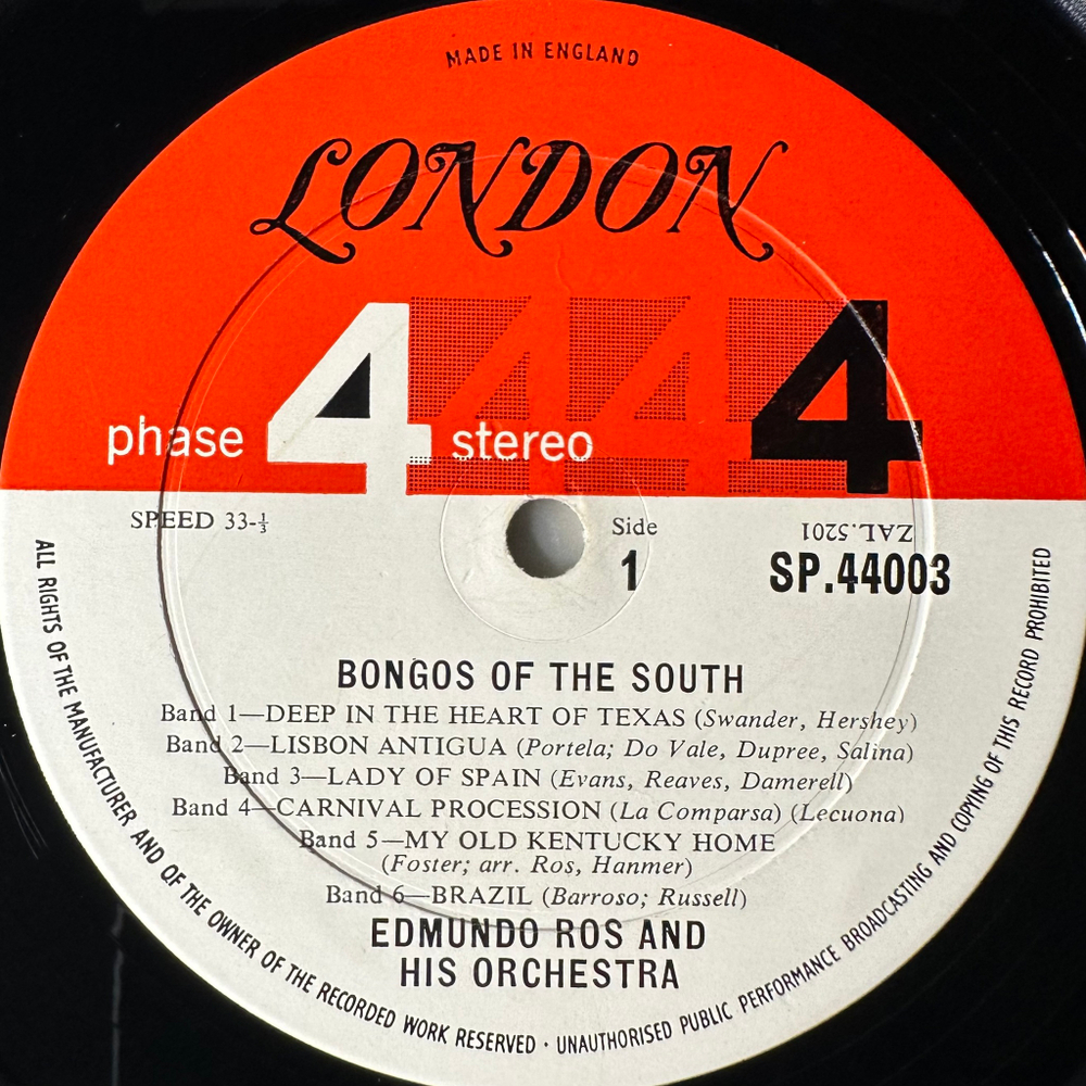 Edmundo Ros And His Orchestra ‎– Bongos From The South (Англия 1961г.)