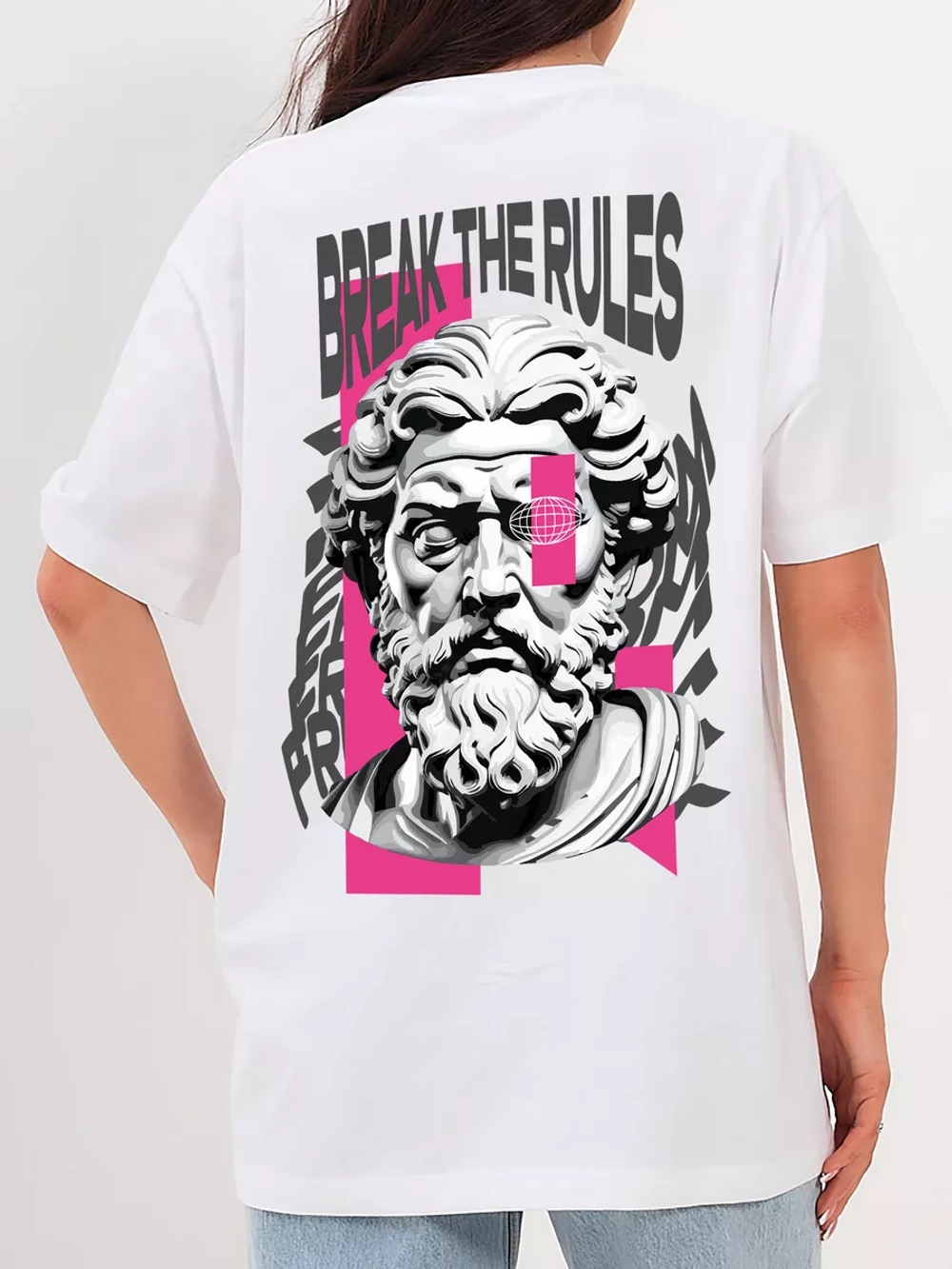 Футболка с принтом на спине белая y2k ретро винтаж