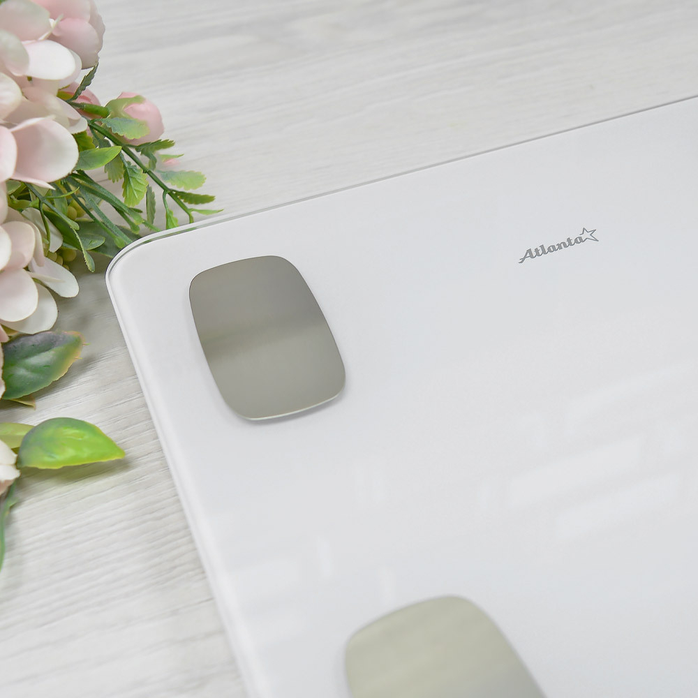 Весы напольные электронные до 180кг, стеклянный корпус, ATH-6163 (white)