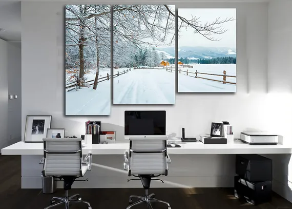 Модульная картина "Дорога в снегу"