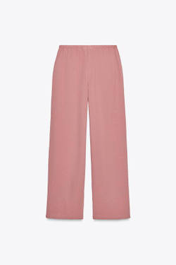 ZARA ШИРОКИЕ БРЮКИ С ЭФФЕКТОМ ПОМЯТОСТИ, МАРСАЛА