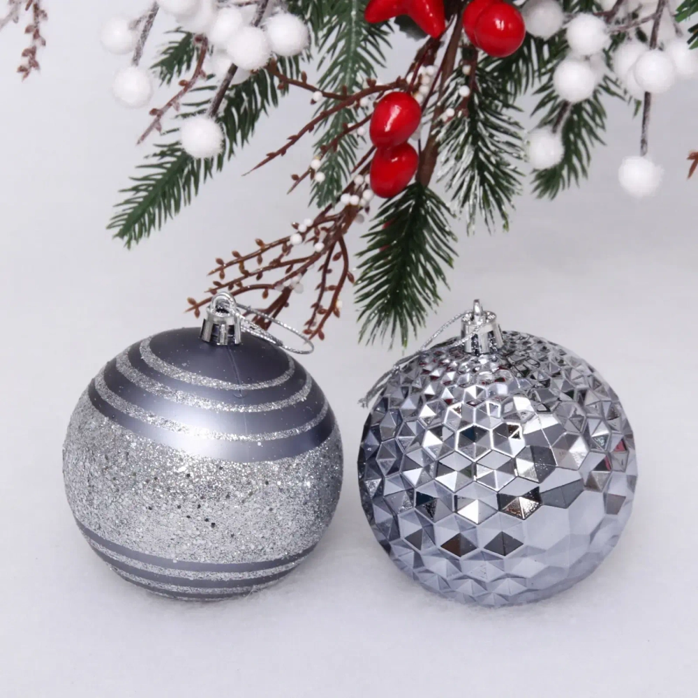 Набор шаров 8 см «Сказочный блеск» (в наборе 6 шт), Графит