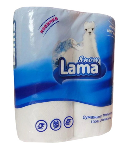 Бумажные полотенца "Snow Lama" 2 слоя 2 рулона