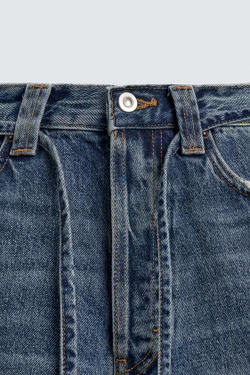 ZARA ДЖИНСОВЫЕ ШОРТЫ BAGGY FIT, СИНИЙ