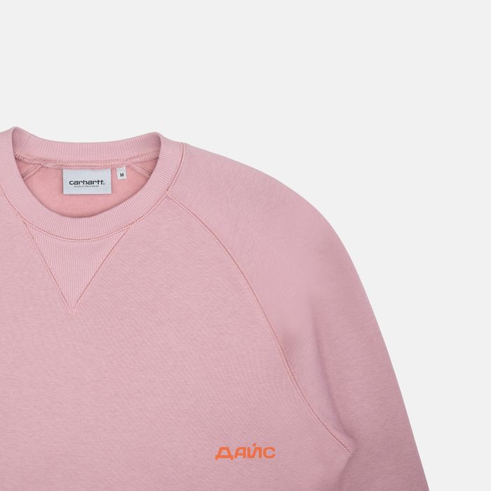 Толстовка мужская Carhartt WIP Chase Sweatshirt артикул:I033660_glassy_pink - купить в магазине Дайс