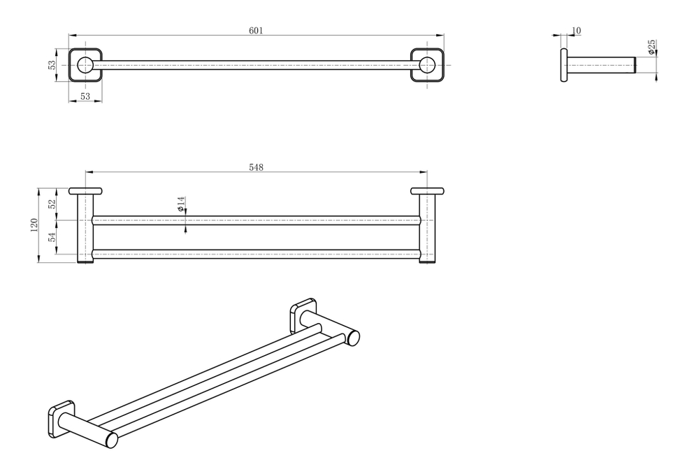 Полотенцедержатель двойной WONZON & WOGHAND, Хром (WW-V1102-CR)