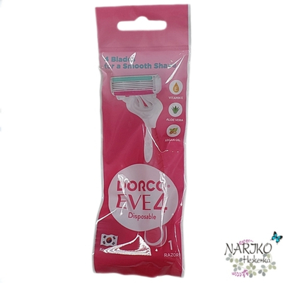 Одноразовый женский бритвенный станок DORCO EVE 4 Disposable 4-х лезвийный с плавающей головкой.
