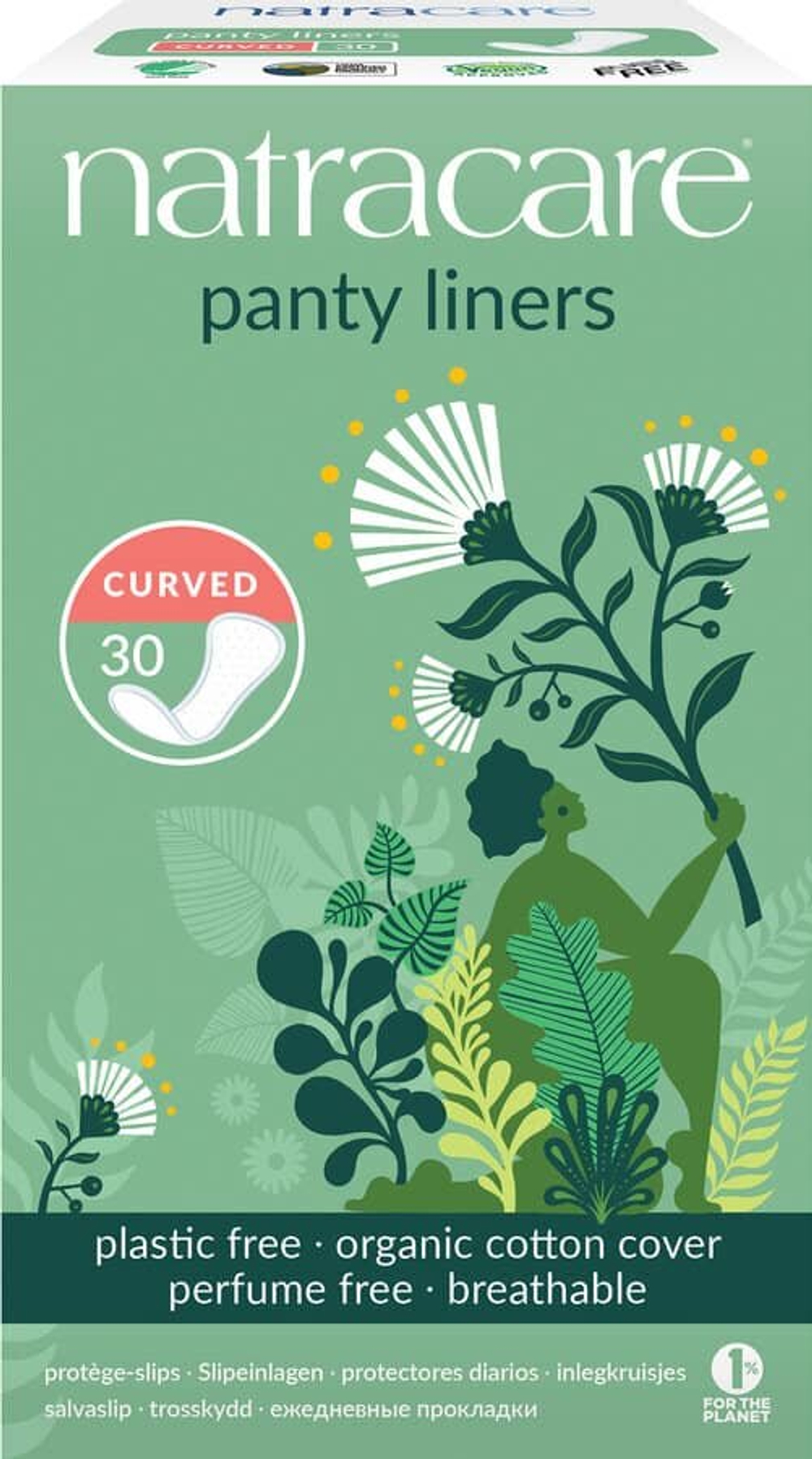 Ежедневные прокладки Natracare изогнутой формы (30 шт.)