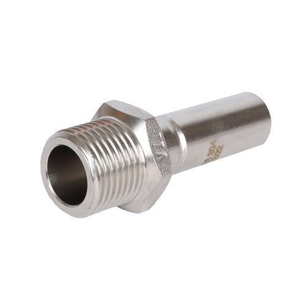 Переход на наружную резьбу безраструбный ROMMER - 22 x 1" (прессовой, для труб из нерж.стали)