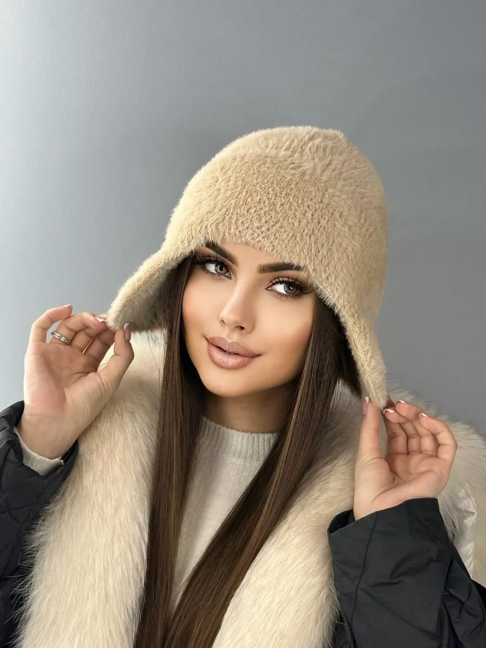 шапка ушанка зимняя пушистая