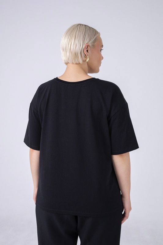 Футболка с V-образным вырезом, черный