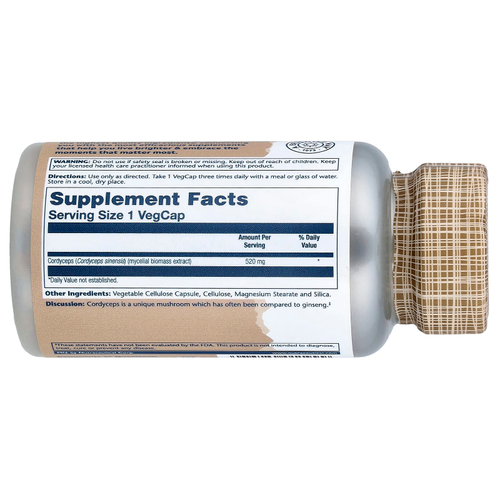 Solaray, Кордицепс с грибами, 520 мг, 100 растительных капсул