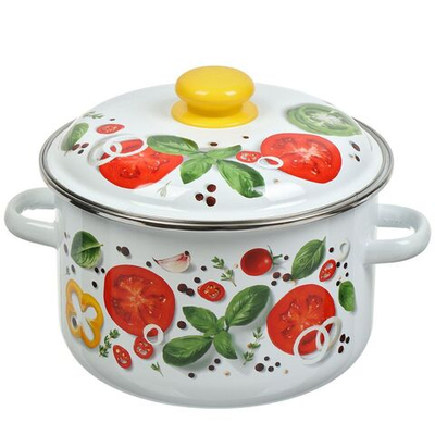 Кастрюля сталь, эмал, 4 л, с крыш, Сиб товары, Каприче, 3MD201P, индукц