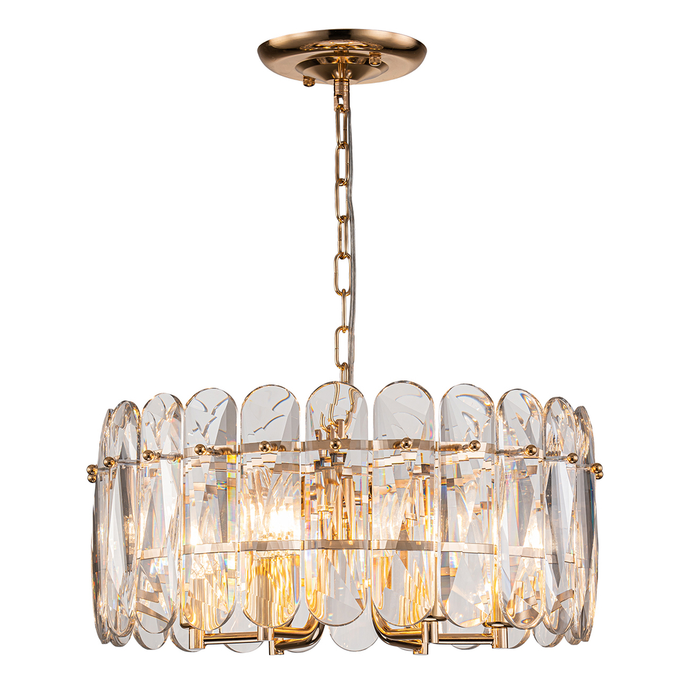 Подвесной светильник 6х40Вт Е14, металл/хрусталь, золото