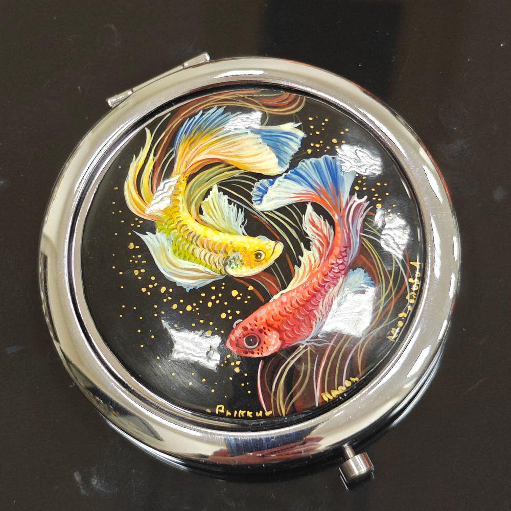 Двустороннее зеркало "Рыбки" с ручной росписью