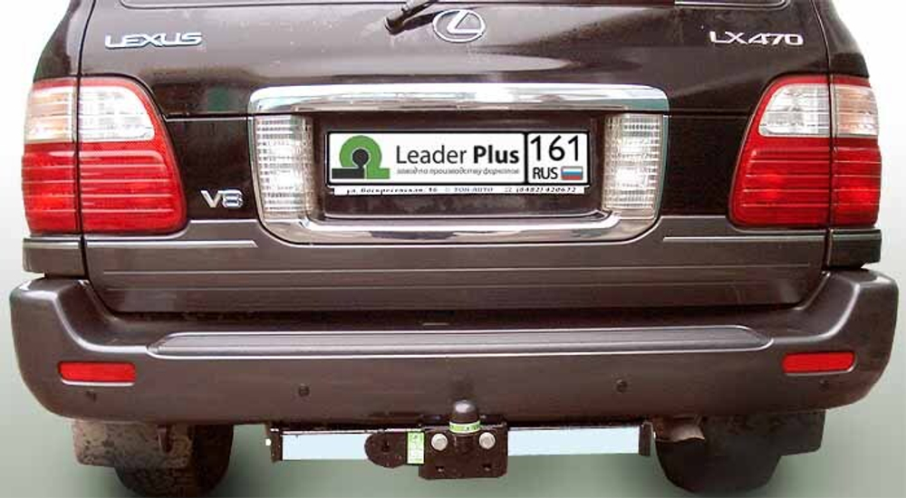 Фаркоп Лидер-Плюс для LEXUS LX 470 (UZJ100) / TOYOTA LAND CRUISER 100 1998-2007(С НЕРЖ. ПЛАСТИНОЙ) с электрикой и сертифкатом в комплекте арт.(L104-F(N))