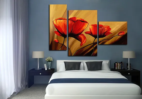 Модульная картина "Янтарные маки"