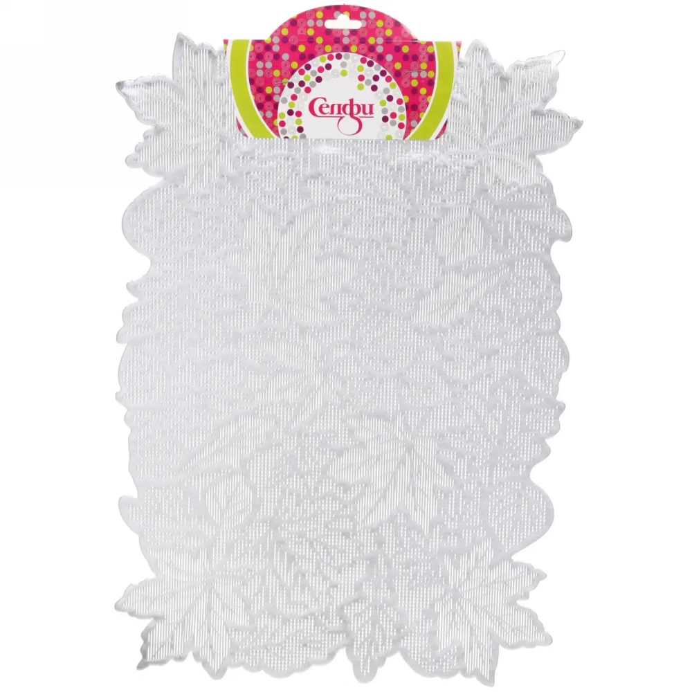 Салфетка на стол 30*45см «Кленовый лист» белая