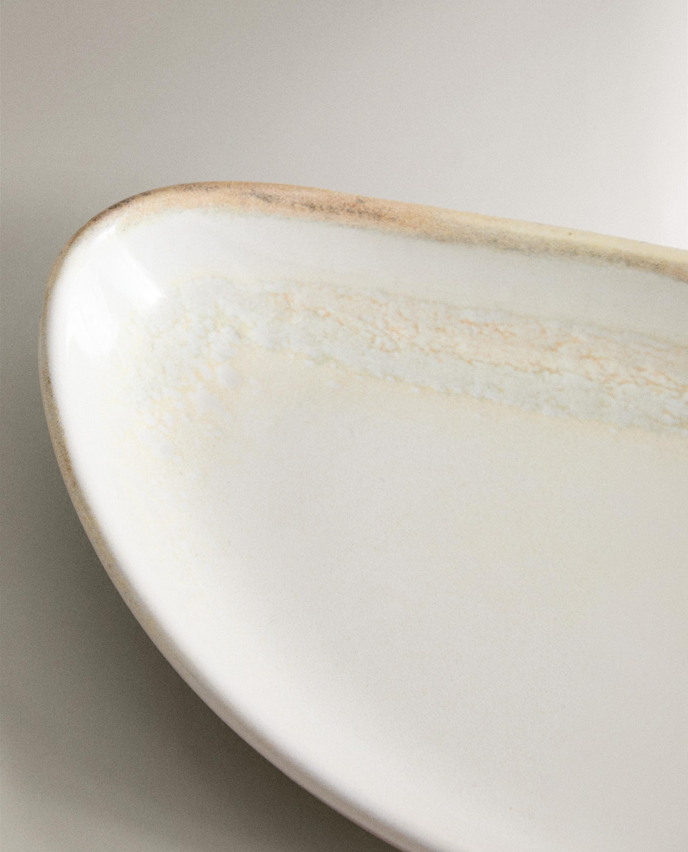Zara Home тарелка из каменной керамики, цвет бежевый, 14 см
