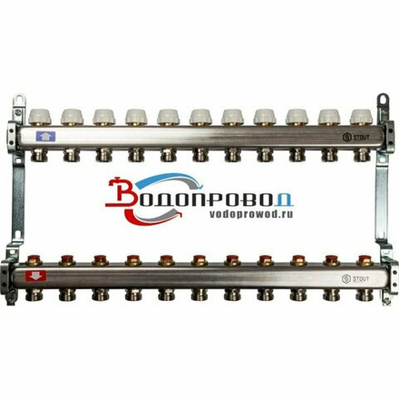 Коллектор Stout 1" x 3/4" на 11 контуров для радиаторного отопления (нерж. сталь) SMS-0922-000011