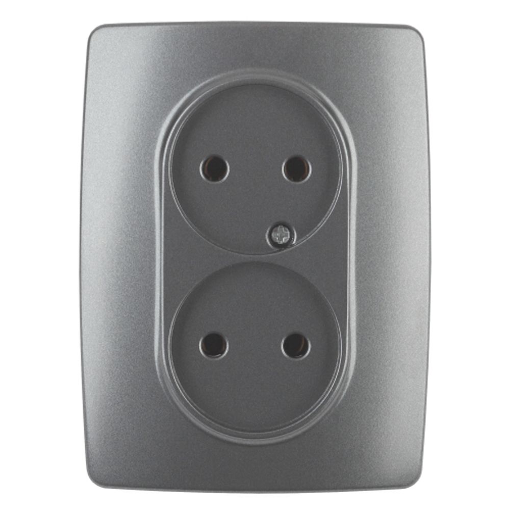 12-2107-12 ЭРА Розетка 2X2P, 16A-250В, IP20, Эра12, графит | Эра 12 Графит
