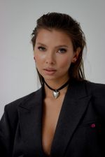 Колье-сердце Любимая на цепочке с лентой