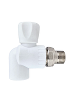 Кран шаровой для радиатора угловой PPR 20х1/2,  белый, РТП (50/1)