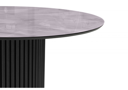 Стол стеклянный Woodville Барел 110 серый мрамор, черный, ножки черные