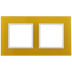 14-5102-21 ЭРА Рамка на 2 поста, стекло, Эра Elegance, жёлтый+бел