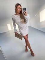белое платье с перьями + PLUS SIZE