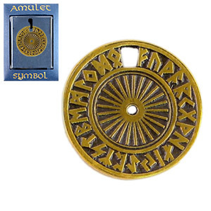 Амулет The Cult № 58 Магический рунический круг Futhark, латунь