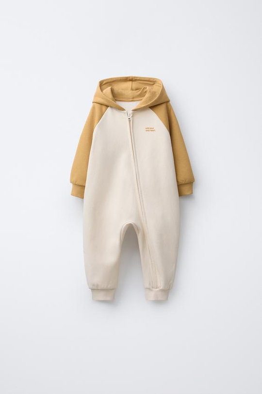 ZARA КОМБИНЕЗОН С КОНТРАСТНЫМИ ЦВЕТНЫМИ БЛОКАМИ, ОХРА