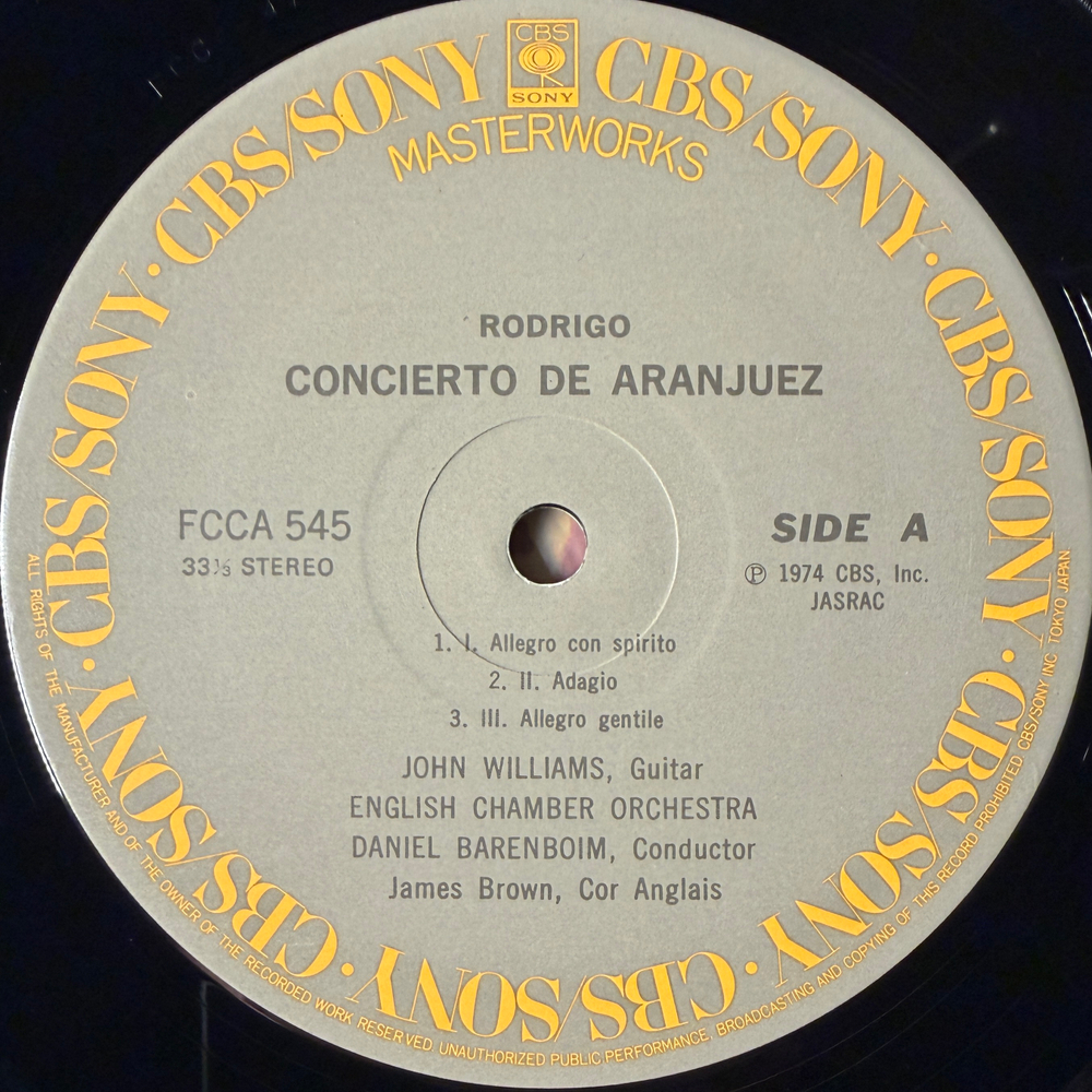 Виниловая пластинка Родриго - Концерт в Аранхуэсе / Вилла-Лобос - Концерт для гитары LP