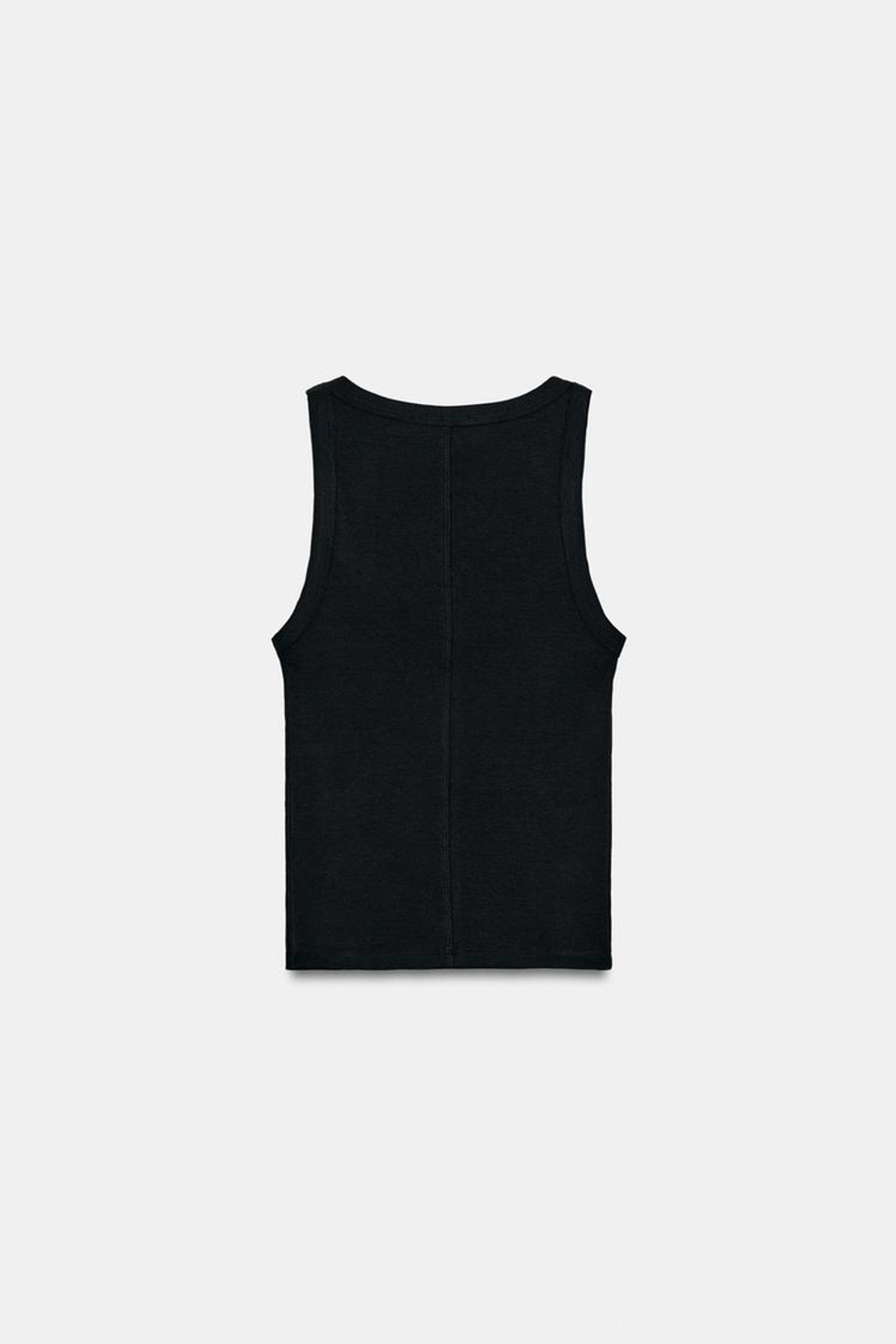 ZARA ТОП В РУБЧИК БЕЗ РУКАВОВ, ЧЕРНЫЙ