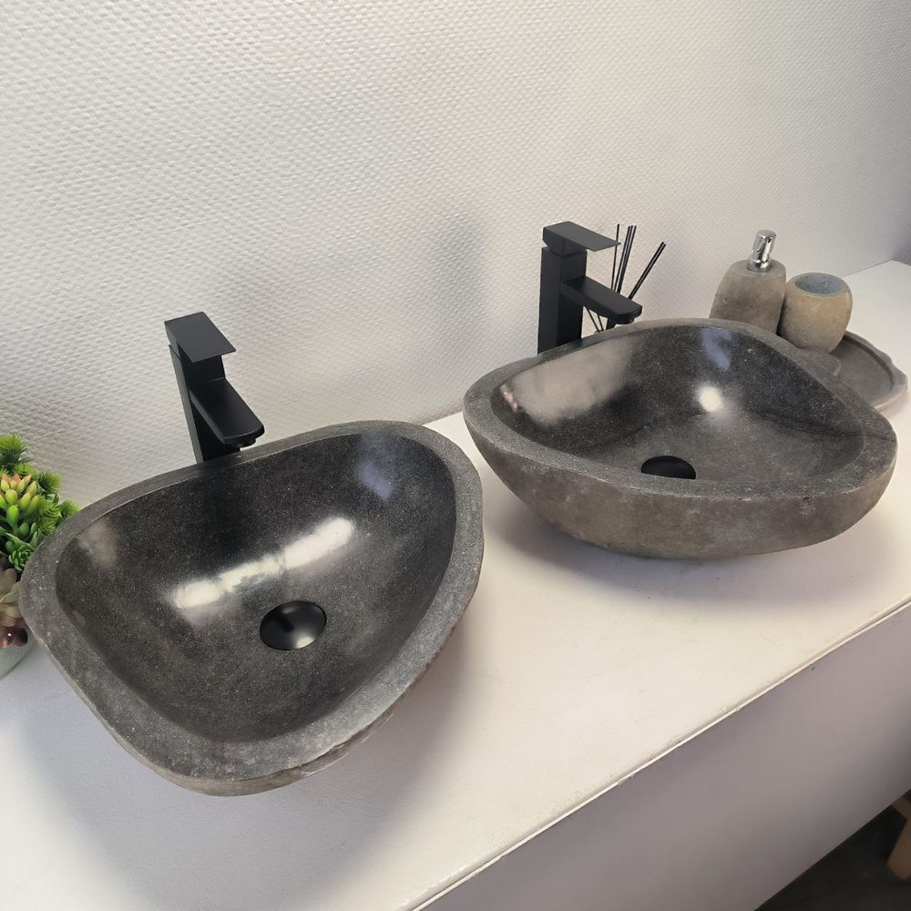 Раковина из речного камня ПАРА! RS-63698 45*41*15 2шт 0126