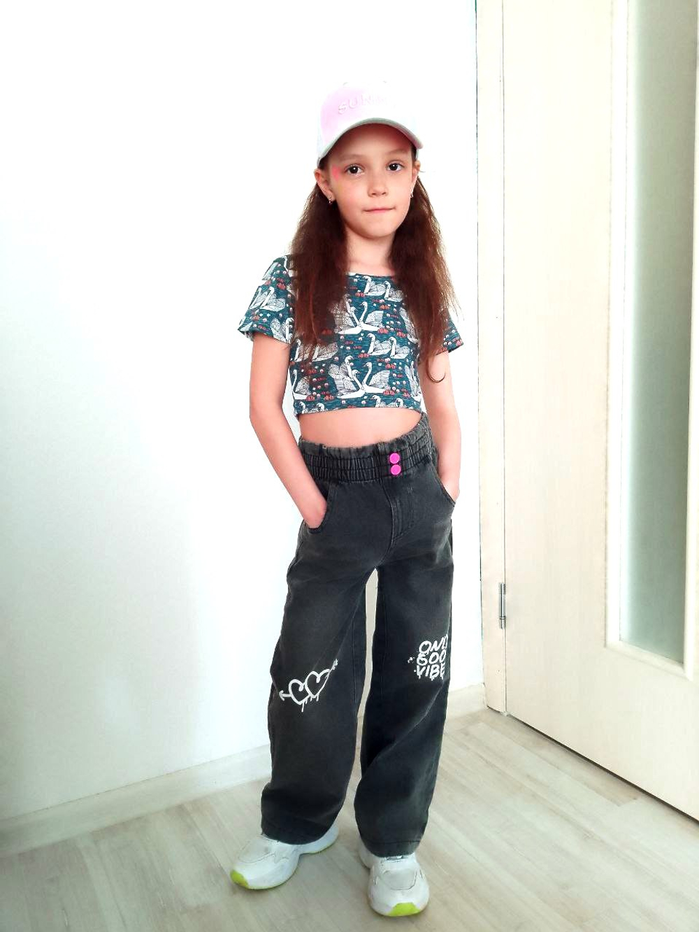 1048 Футболка-топ для девочки рибана набивка (72-140)