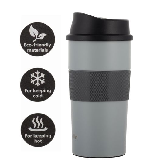 Термокружка 480 мл. из нержавеющей стали Kamille KM 2151A с TPR вставкой