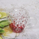 Кружка стеклянная с двойными стенками 230мл «Хай-Тек» Сердечко с блестками