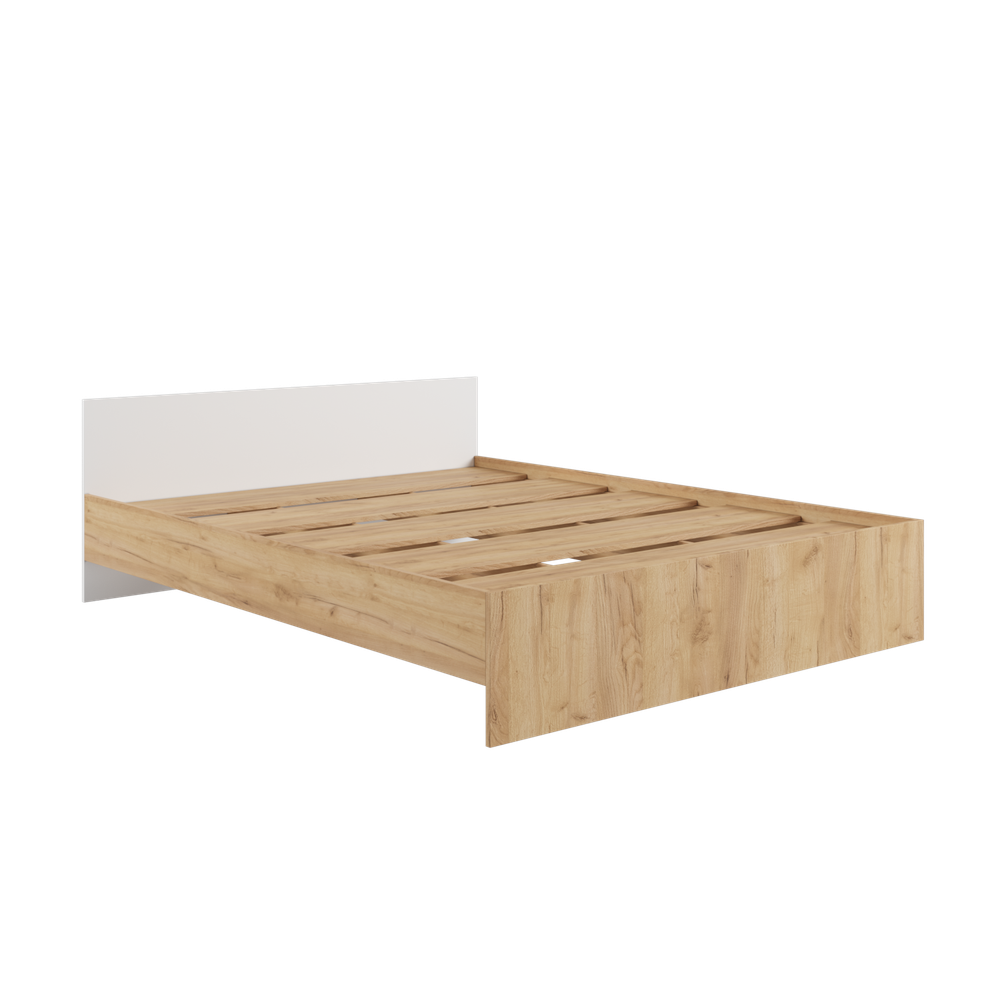 МС Мадера Кровать без ящ. М1400 с дсп 1400*2000 б/матр. (корпус лдсп дуб крафт золотой, фасады лдсп